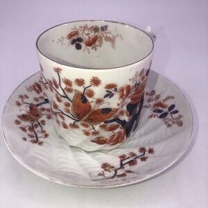 Vintage Imari Style Cup & Saucer Hand Painted Floral Ironstone Numbers 3551